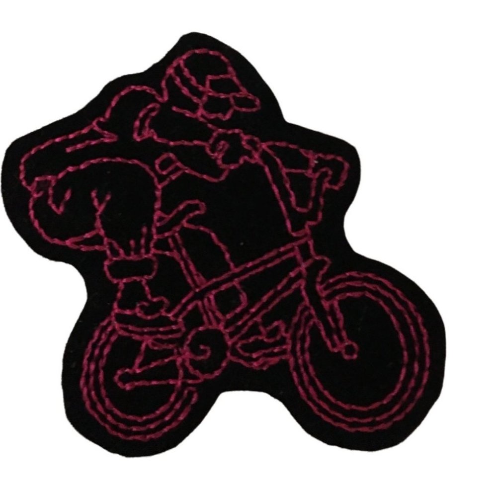 Neon Pink Spider Wheels Bike Black Appliqués Vintage 80s